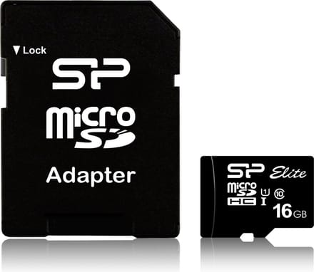 Silicon Power 16GB Elite MicroSDHC Class10 UHS-1 tot 85Mb/s incl. SD-adapter Zwart