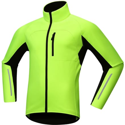 Heren Winter Fietsjack Winddicht Waterdicht Softshell met Reflecterende Details Warme Fleece M groen