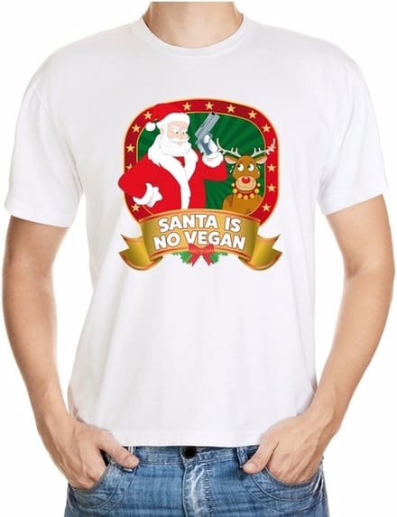 Foute kerst shirt wit - Santa is no vegan - voor heren L