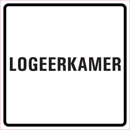 Logeerkamer sticker, wit zwart 100 x 100 mm