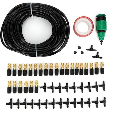 Kit d'arrosage goutte à goutte avec tuyau de 25M Ensemble d'équipement d'irrigation pour Jardin Serre Potager Terrasse Pelouse black