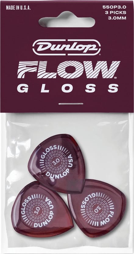 Jim Dunlop Flow - Plectrums - Gloss - Ultex 3,00 mm - Player's Pack 3 Stuks