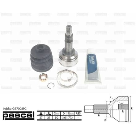 Homokineet reparatie set, aandrijfas PASCAL G17008PC
