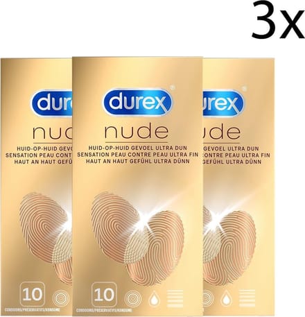 Durex Condooms Nude 10st - 3 Stuks - Voordeelverpakking