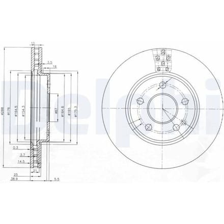 Remschijf DELPHI BG3909, 1 stuk