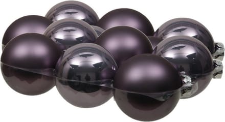 12x stuks kerstversiering kerstballen lila paars van glas - 8 cm - mat/glans - Kerstboomversiering