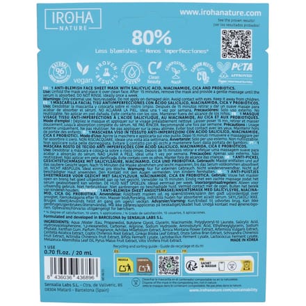 IROHA Nature Anti-Blemish Salicylic Acid Face Sheet Mask 1 st