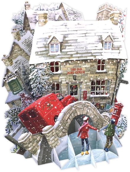 3D-Pop Up Wenskaart The Old Post Office - Laser gesneden kerstkaart