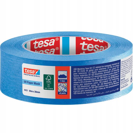 Tesa UV Afplaktape Papier Blauw 38mm x 50m - Buitenwerk