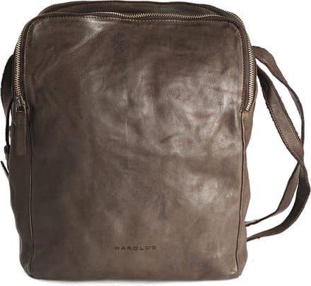 HAROLD'S Leren schoudertas shopper Submarine Shopper Triple Brown donkerbruin