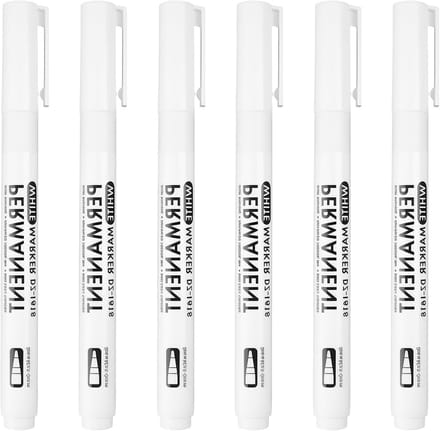 Permanent Markers, Acrylic Pens, 2 mm Wire Width, 6 Pieces, White, Quick-Drying, Waterproof, Quick-Drying, for Stone - ShopVlot