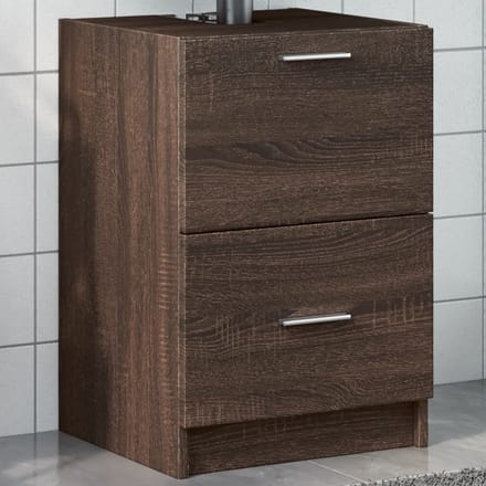 vidaXL - Wastafelkast - 40x37x59 - cm - bewerkt - hout - bruin - eikenkleurig