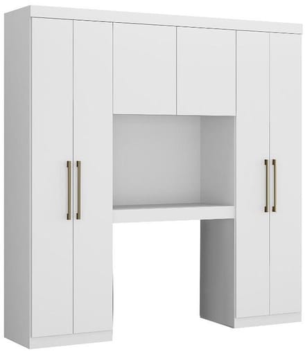Vente-unique Brugkast ANTERO - 6 deuren - Met kast en opbergruimte - L200 cm - Wit