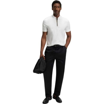 Boss Heren Paras 65 Gemerceriseerd Katoenen Poloshirt (Wit)