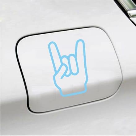 Bumpersticker - Rock N Roll - 13,5 X 8,9 - Licht Blauw