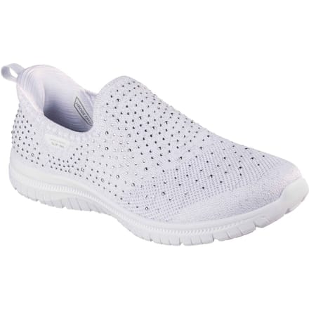 Skechers Virtue Icon Textiel Dames Witte/Zilveren Standaard Sneakers