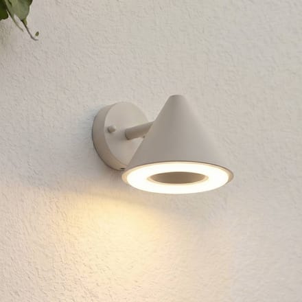 Lindby LED buiten wandlamp Soran, taupe, metaal, IP44
