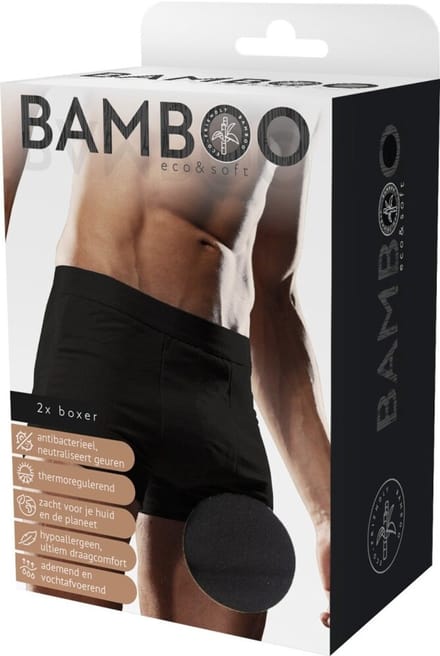 Naproz Bamboo Men's Original Boxer Zwart 2-pack S (2 paar)