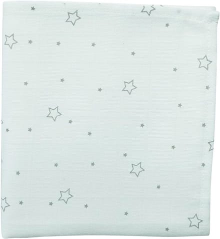 Domiva 1300535 Maxi-wikkeldoek, bamboe, sterren, grijs, wit, 120 x 120 cm