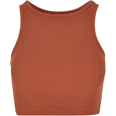 Urban Classics Cropped Rib Dames Top - bruin - XL