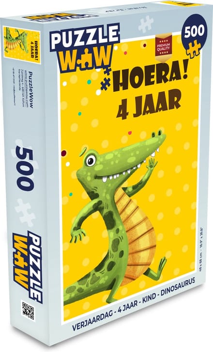Puzzel Verjaardag - 4 Jaar - Kind - Dinosaurus - Legpuzzel - Puzzel 500 stukjes