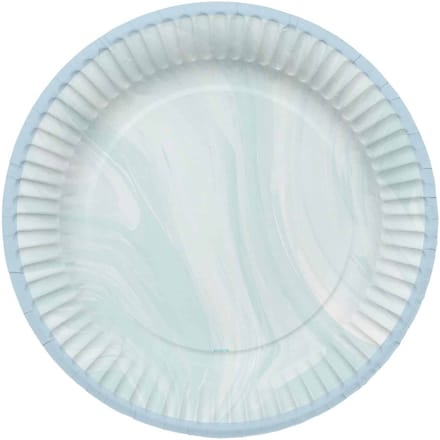 Folat - Borden (papier) - Marmer Blauw 23 cm - 8 stuks