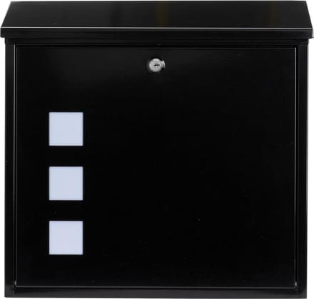 Aire Wall Mounted Galvanized Steel Lockable Weatherproof Mailbox - Black - 37x36x11cm met afneembaar deksel.