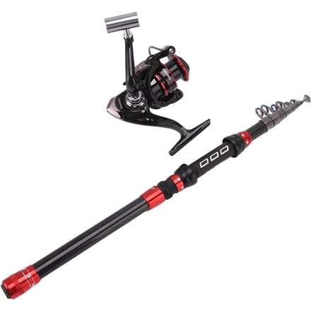 Ensemble Cannes à Lancer Carbone Télescopique Léger Robuste Portable Kit de Cannes à Pêche avec Moulinets Appâts à Poisson black