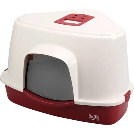 Ebi Canto Jumbo Hoekkattenbak - Rood/Wit - 56 x 70 x 46 cm