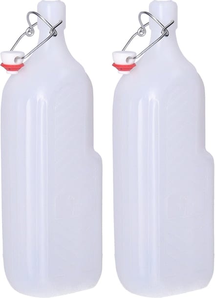CM beugelfles/weckfles - 2x - wit - kunststof - 1,5 liter - Waterfles - Met handvat - Grote container