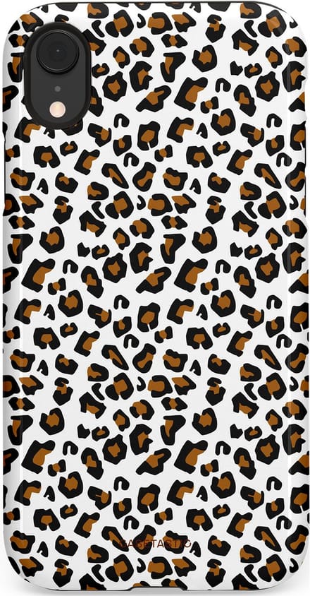 Casetastic hoesje geschikt voor Apple iPhone XR - Dubbellaagse bescherming - Panter abstractie - Fashion Case - Zwart Wit Grijs Bruin