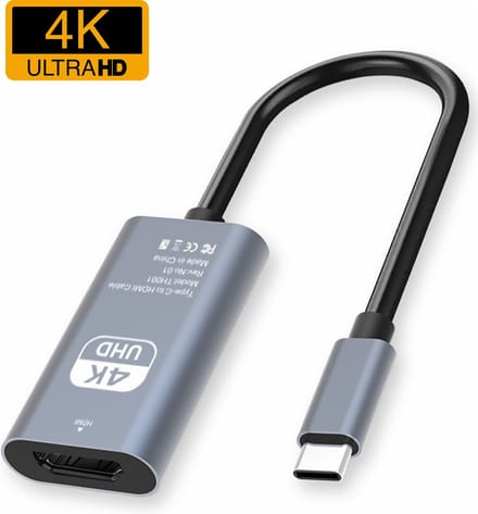 USB C naar HDMI Adapter 4K 30Hz HD Converter - USB C naar HDMI Adapter - 15cm - Zwart