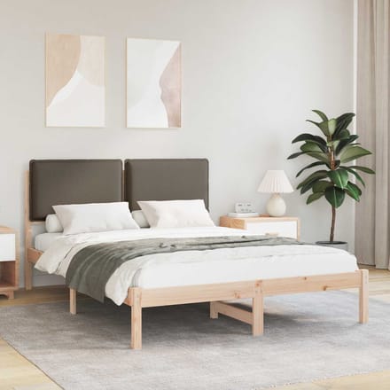vidaXL - Bedframe - met - Gevoerde - Hoofdbord - Taupe - 120 - x - 190 - cm