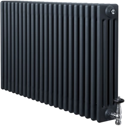 4-kolomsradiator - grijs - 600x1010 mm - thermostaatkraan