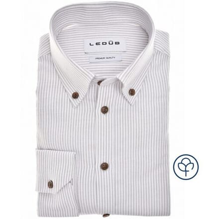 Ledûb Overhemd Slim Oxford Button-Down Vertical Stripe Licht Grijs / male
