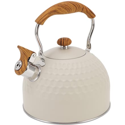 Fluitketel 2.5L Roestvrij Staal Efficiënte Gelijkmatige Verwarming Kookplaat Fluitende Theepot met beige