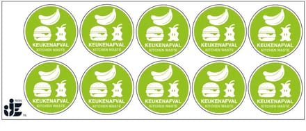 Keukenafval sticker | 5 cm - 10 stuks per vel