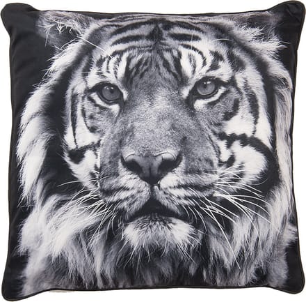 Clayre & Eef Sierkussen 45x45 cm Grijs Synthetisch Vierkant Tijger Kussenhoes met Kussenvulling