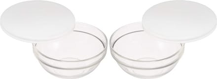 Luminarc Glazen schaal met deksel - 2x - D20 cm - salade en snacks - stapelbaar - vaatwasserbestendig