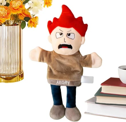 Handpoppen - Pluche Speelgoed - Educatief Rollenspel - Grappige Emoties - 31 x 21 x 5 cm