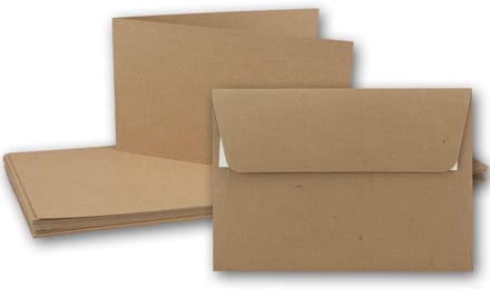 100x Set Vouwkaarten DIN A6 Sandbruin Dubbel Inclusief Enveloppen