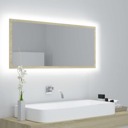 vidaXL - Badkamerspiegel - LED - 100x8,5x37 - cm - acryl - sonoma - eikenkleurig