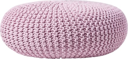 Homescapes Grote gebreide poef 100% katoen, roze