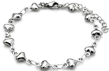 Armband - RVS - hartjes - zilverkleurig - 16-21 cm - dames