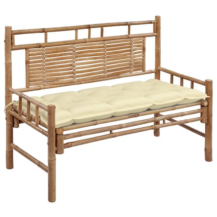 vidaXL - Tuinbank - met - kussen - 120 - cm - bamboe