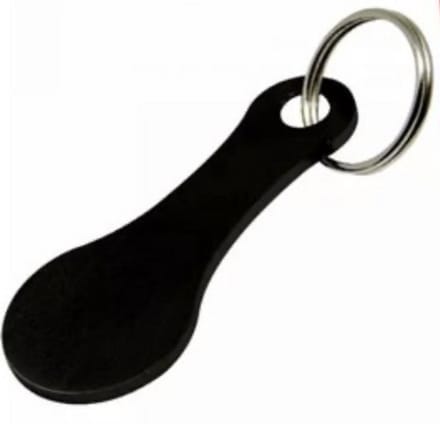 Winkelwagenmunt Sleutelhanger - Metaal - 1 stuk - Zwart