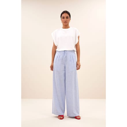 By-Bar Uma Pinstripe Pants Sky Blue Größe: S | Ausgestellte Hosen Outlet | Damen | Blau