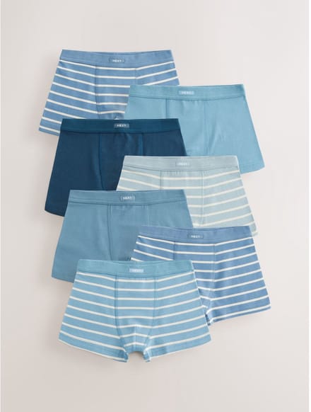 Next - Jongens - Set van 7 boxershorts met zachte tailleband - Blauw