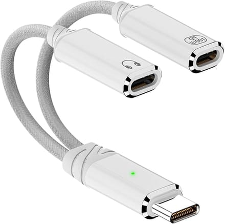 100W USB-C naar 3,5 mm koptelefoonadapter, compacte hulpkonverter met haaks ontwerp, ideaal voor reizen en gemakkelijk mee te nemen (wit)