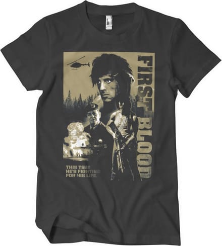Rambo Heren Tshirt -S- First Blood Zwart